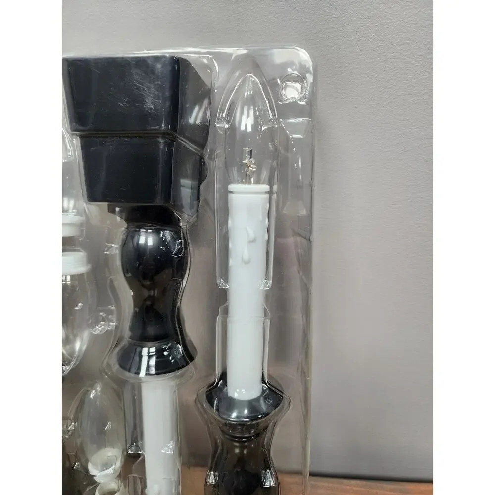 Bethlehem Lights Set Of 4 Premium Cordless Window Candles White & Black NWOB